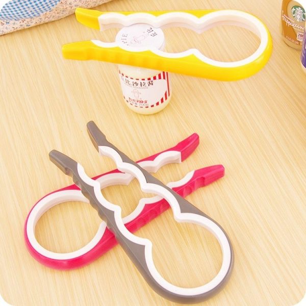 4 in 1 Multi-function Bottle Opener Home Safe Open Cans Anti-skid Cap Kitchen Tool, Random Color Delivery - Image 4