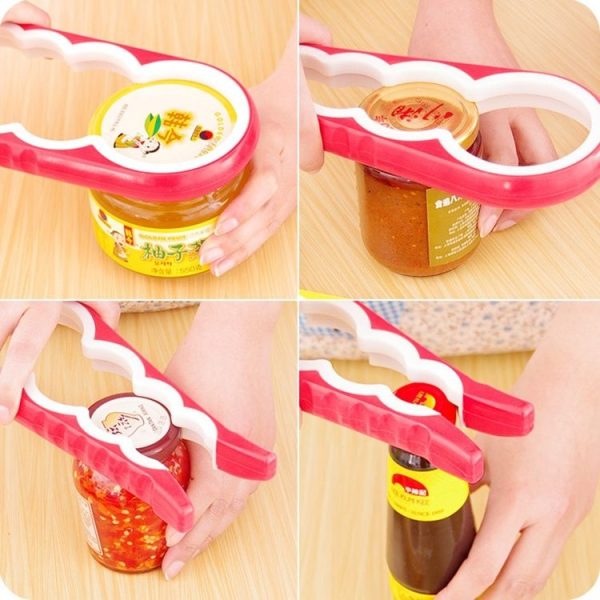 4 in 1 Multi-function Bottle Opener Home Safe Open Cans Anti-skid Cap Kitchen Tool, Random Color Delivery - Image 5
