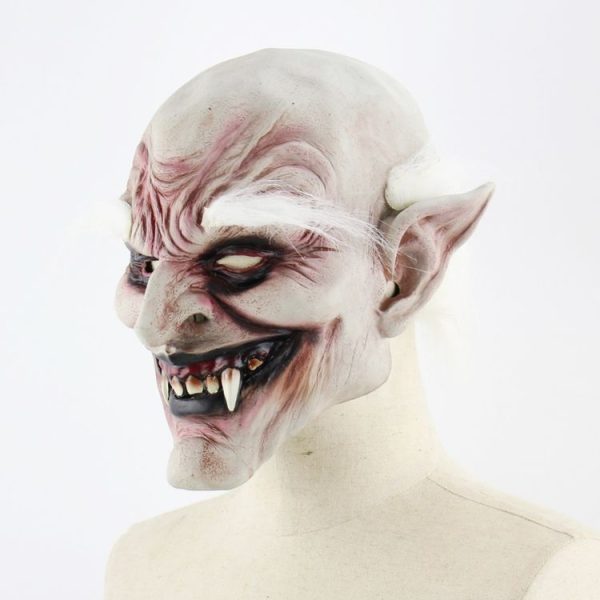 Halloween Festival Party Latex White-browed Monster Frightened Mask Headgear, with Hair - Image 3
