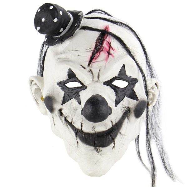 Halloween Festival Party Latex Devil Clown Frightened Mask Headgear, with Hair - Image 2