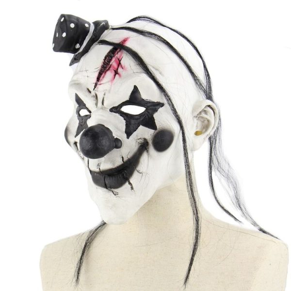 Halloween Festival Party Latex Devil Clown Frightened Mask Headgear, with Hair - Image 3