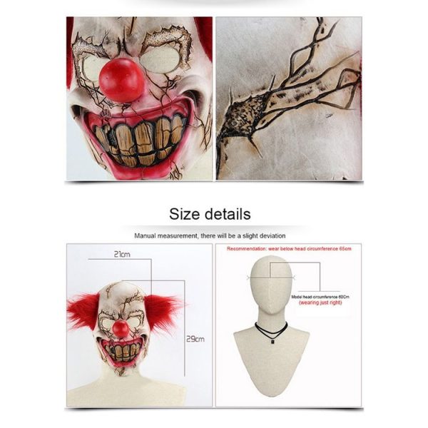 Halloween Festival Party Latex Bald Clown Frightened Mask - Image 5