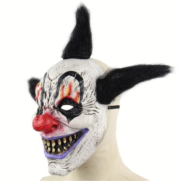 Halloween Festival Party Latex Wizard Clown Frightened Mask Headgear, with Hair - Image 3