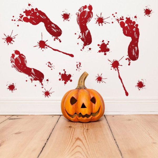 Halloween Decorations PVC Creative Blood Handprints and Footprints Wall Stickers Window Stickers, Random Style Delivery - Image 7