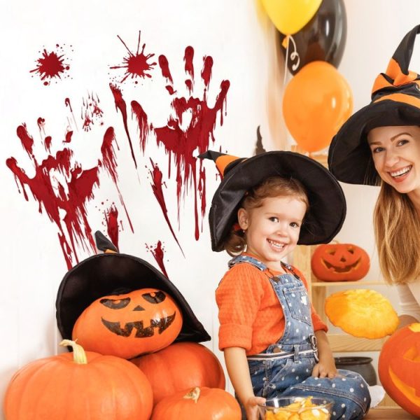 Halloween Decorations PVC Creative Blood Handprints and Footprints Wall Stickers Window Stickers, Random Style Delivery - Image 8