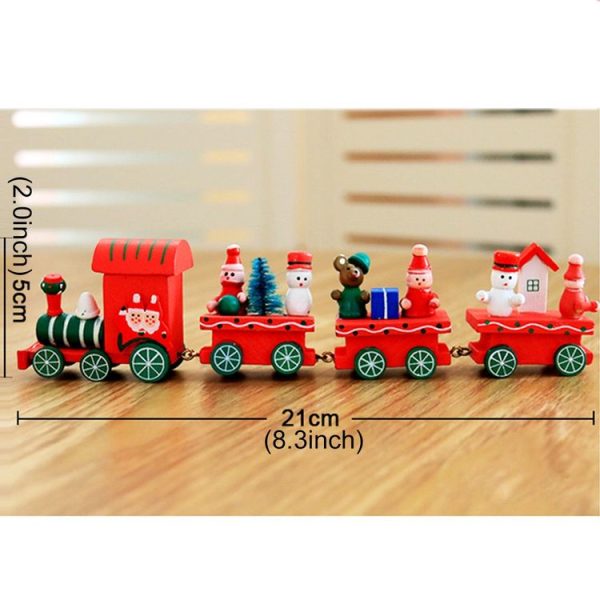 Christmas Dinner Table Decoration, Wooden Trains Children Kindergarten Christmas Decoration Ornaments Gifts (White) - Image 3