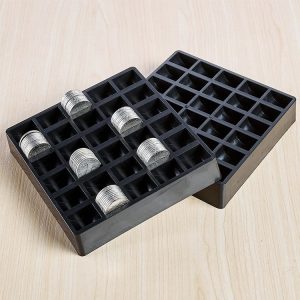 300 PCS Overlap Coins Game Coin Plastic Storage Box (Black)