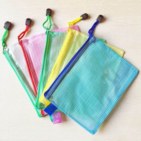 Zipper Plastic Mesh Stationery Bag, Random Color Delivery (B5, Size: 28x21cm) - Image 2