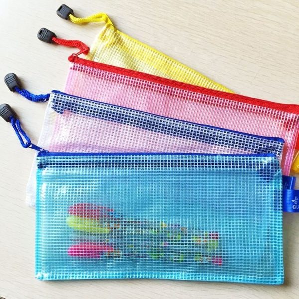 Zipper Plastic Mesh Stationery Bag, Random Color Delivery (B5, Size: 28x21cm) - Image 3