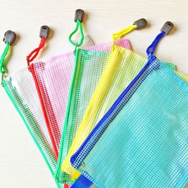 Zipper Plastic Mesh Stationery Bag, Random Color Delivery (B5, Size: 28x21cm) - Image 4