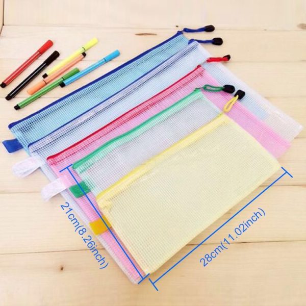 Zipper Plastic Mesh Stationery Bag, Random Color Delivery (B5, Size: 28x21cm) - Image 5