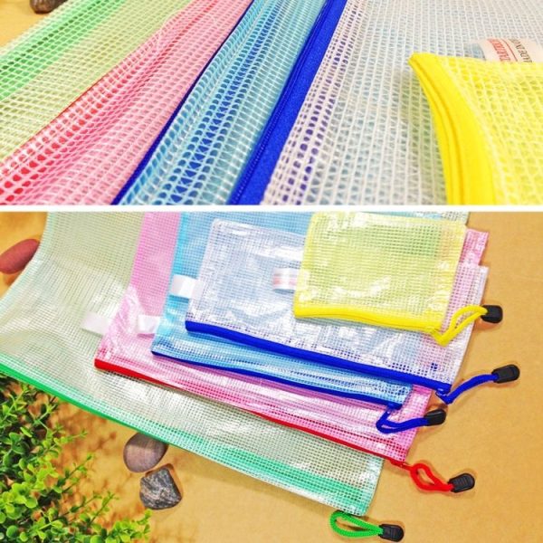 Zipper Plastic Mesh Stationery Bag, Random Color Delivery (B5, Size: 28x21cm) - Image 7
