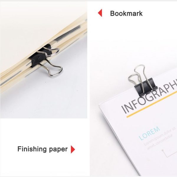 100PCS 19mm Black Metal Clip Notes Letter Paper Clip Office Bind - Image 5