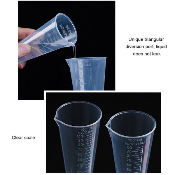 10 PCS 100ml Food Grade PP Plastic Flask Digital Cone Measuring Cup Cylinder Scale Measure Glass Lab Laboratory Tools (Transparent) - Image 5