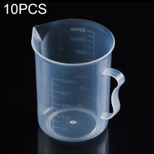 10 PCS 250ml Food Grade PP Plastic Flask Digital Measuring Cup Cylinder Scale Measure Glass Lab Laboratory Tools (Transparent)