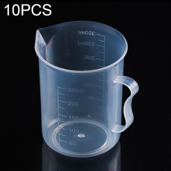 10 PCS 250ml Food Grade PP Plastic Flask Digital Measuring Cup Cylinder Scale Measure Glass Lab Laboratory Tools (Transparent)