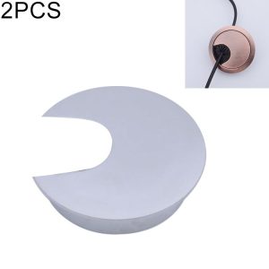 2 PCS Desk Computer Desktop Zinc Alloy Round Threading Box Hole Cover, Hole Diameter: 35mm (Matte Silver)