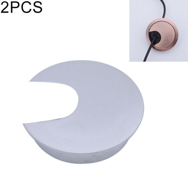 2 PCS Desk Computer Desktop Zinc Alloy Round Threading Box Hole Cover, Hole Diameter: 35mm (Matte Silver)