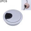 2 PCS Desk Computer Desktop Zinc Alloy Round Threading Box Hole Cover, Hole Diameter: 53mm (Matte Silver)
