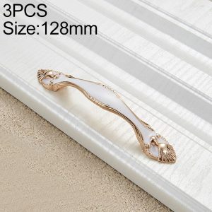 3 PCS 6566-128K Gold Porcelain White Drawer Cabinet Door European Style Palace Gemstone Handle