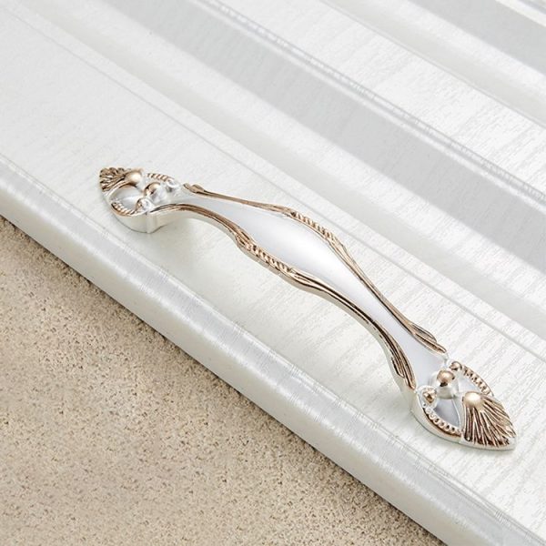 3 PCS 6566-128 Gold + Silver Drawer Cabinet Door European Style Palace Gemstone Handle - Image 2