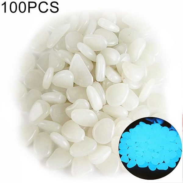100 PCS Glow in The Dark Garden Pebbles for Walkways & Decoration and Plants Luminous Stones (White)