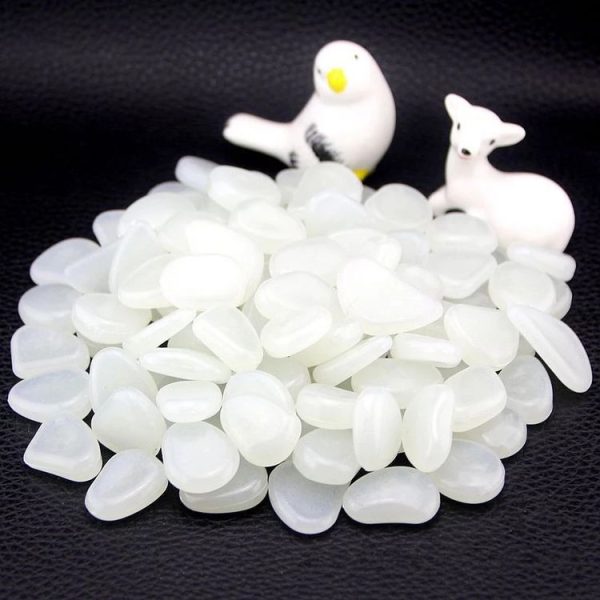 100 PCS Glow in The Dark Garden Pebbles for Walkways & Decoration and Plants Luminous Stones (White) - Image 2