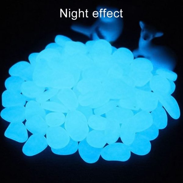 100 PCS Glow in The Dark Garden Pebbles for Walkways & Decoration and Plants Luminous Stones (White) - Image 3