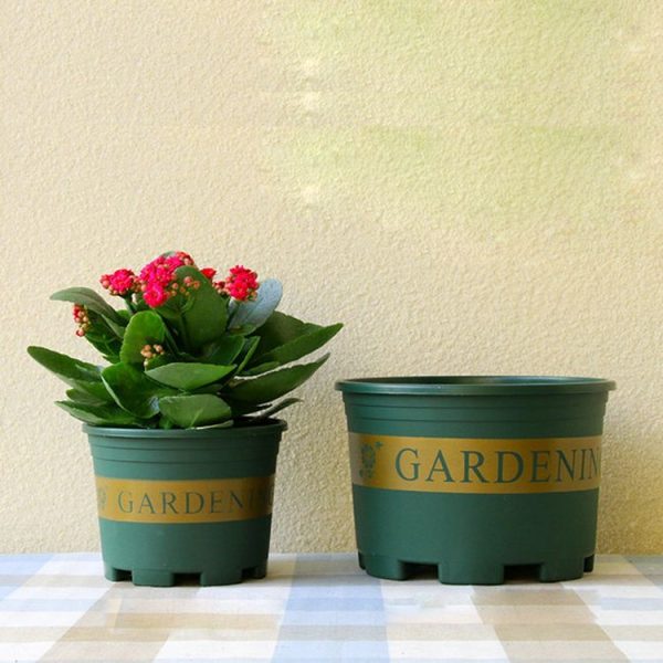 1.5 Gallon Flower Pots Plant Nursery Pots Plastic Pots Creative Gallons Pots with Tray, Size: 20*19.5*19.5cm - Image 2
