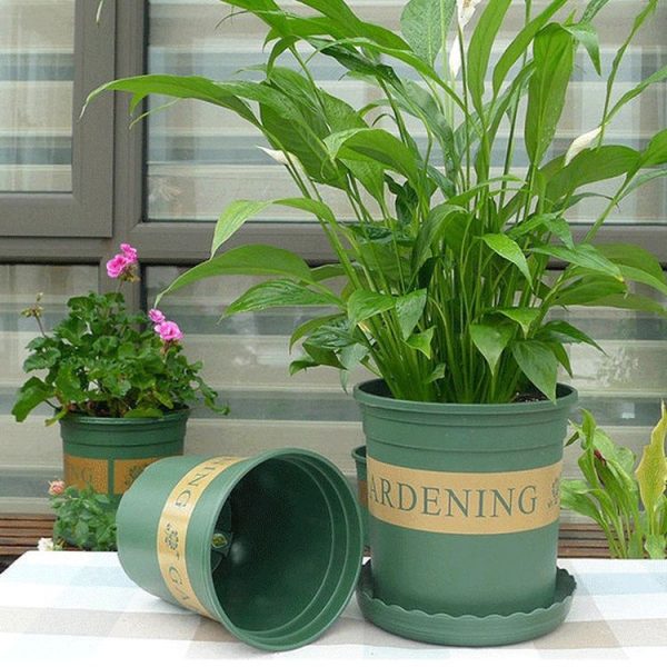 1.5 Gallon Flower Pots Plant Nursery Pots Plastic Pots Creative Gallons Pots with Tray, Size: 20*19.5*19.5cm - Image 4