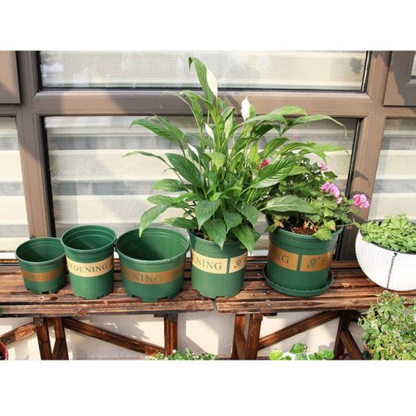 1.5 Gallon Flower Pots Plant Nursery Pots Plastic Pots Creative Gallons Pots with Tray, Size: 20*19.5*19.5cm - Image 6