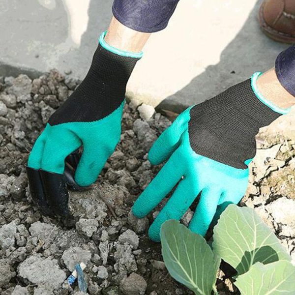 A Pair Latex Gloves ABS Gloves for Digging and Planting, The Right One with Claws