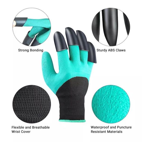 A Pair Latex Gloves with Claws ABS Plastic Gloves for Digging and Planting (Coffee) - Image 2