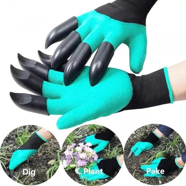 A Pair Latex Gloves with Claws ABS Plastic Gloves for Digging and Planting (Coffee) - Image 3