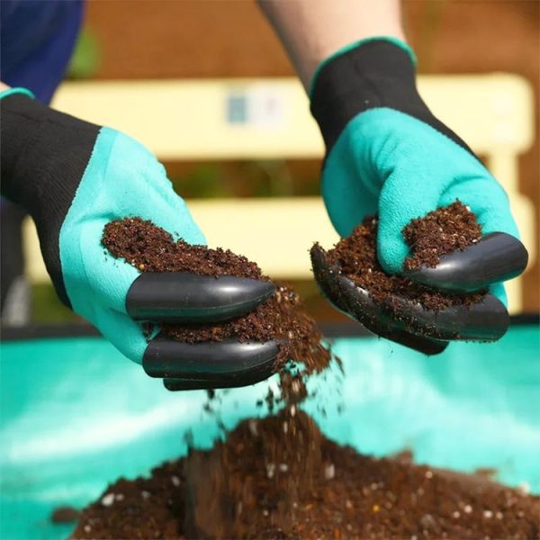 A Pair Latex Gloves with Claws ABS Plastic Gloves for Digging and Planting (Coffee) - Image 4