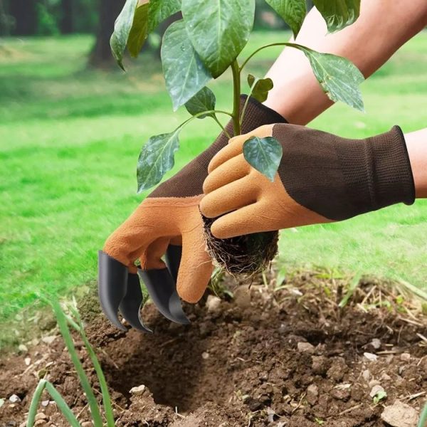 A Pair Latex Gloves with Claws ABS Plastic Gloves for Digging and Planting (Coffee) - Image 6