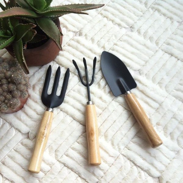 Rake Shovel Digging Trowel 3 in 1 Wooden Handle Metal Head Mini Garden Plant Tool Gardening Tool Garden Flower Tools Garden Tools Combination Set - Image 7