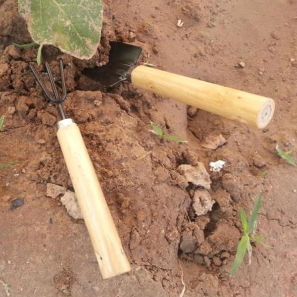 Rake Shovel Digging Trowel 3 in 1 Wooden Handle Metal Head Mini Garden Plant Tool Gardening Tool Garden Flower Tools Garden Tools Combination Set - Image 8