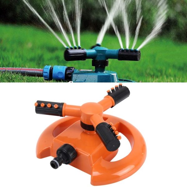 Garden Automatic Rotating Nozzle 360 Degree Rotary Automatic Sprinkler Garden Lawn Watering Nozzle Irrigation Nozzle, Applicable for 1 / 2 inch Water Pipes (Orange)