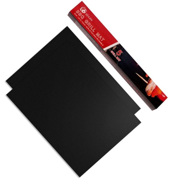 2 PCS 0.2mm Thick Barbecue Grill Mat Non-Stick BBQ Grill Mats, Size: 40x33CM (Black) - Image 2
