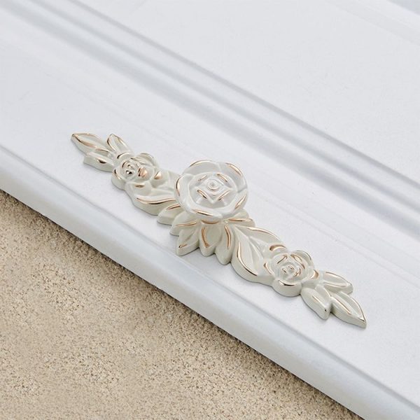 3 PCS 6603 Big Ivory White Drawer Cabinet Door Rose Shape Handle - Image 2