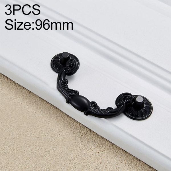 3 PCS 6602-96 Drawer Cabinet Door Rose Shape Handle (Black)