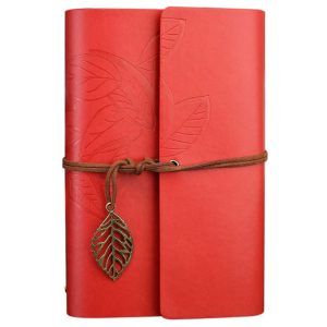 Creative Retro Autumn Leaves Pattern Loose-leaf Travel Diary Notebook, Size: M (Red)