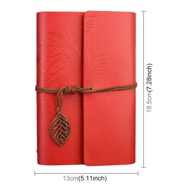 Creative Retro Autumn Leaves Pattern Loose-leaf Travel Diary Notebook, Size: M (Red) - Image 3