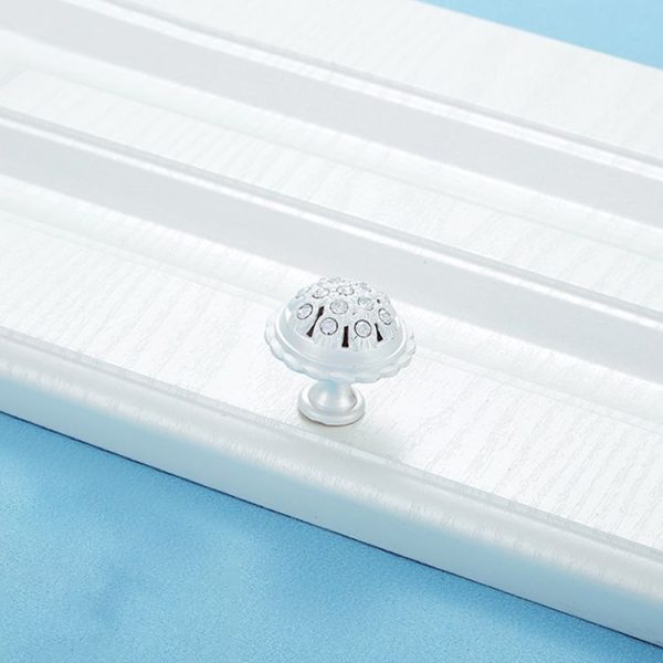 3 PCS 6292 Single Hole Silver Crystal Glass Diamond Drawer Cabinet Handle - Image 2