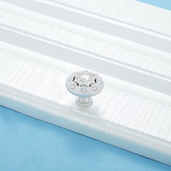 3 PCS 6293 Single Hole Silver Crystal Glass Diamond Drawer Cabinet Handle - Image 2