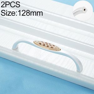2 PCS 6550_128 Single Hole Silver Crystal Glass Diamond Drawer Cabinet Handle