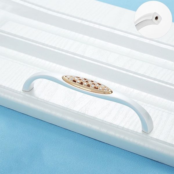 2 PCS 6550_128 Single Hole Silver Crystal Glass Diamond Drawer Cabinet Handle - Image 2