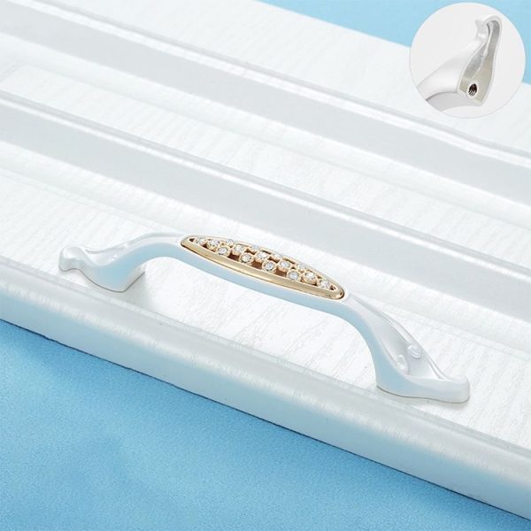 2 PCS 6551_96 Single Hole Silver Crystal Glass Diamond Drawer Cabinet Handle - Image 2