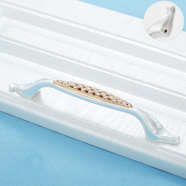 2 PCS 6551_128 Single Hole Silver Crystal Glass Diamond Drawer Cabinet Handle - Image 2